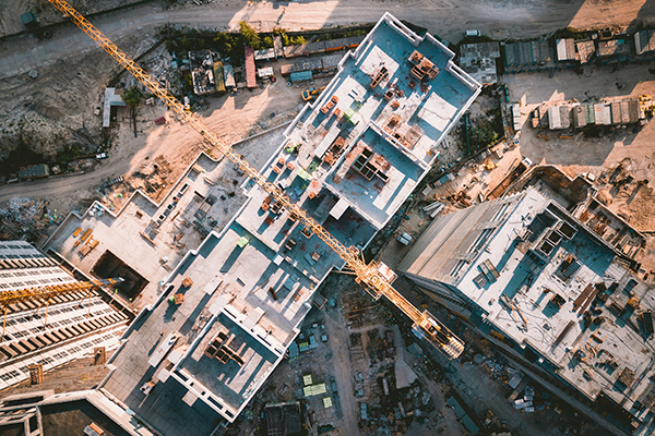 Aerial of a construction site