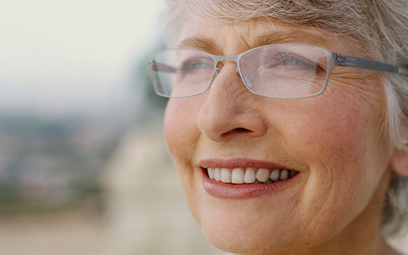 Older woman looking ahead