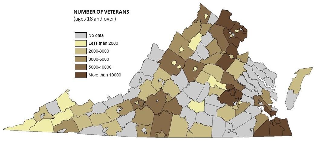 Map of Virginia Veterans