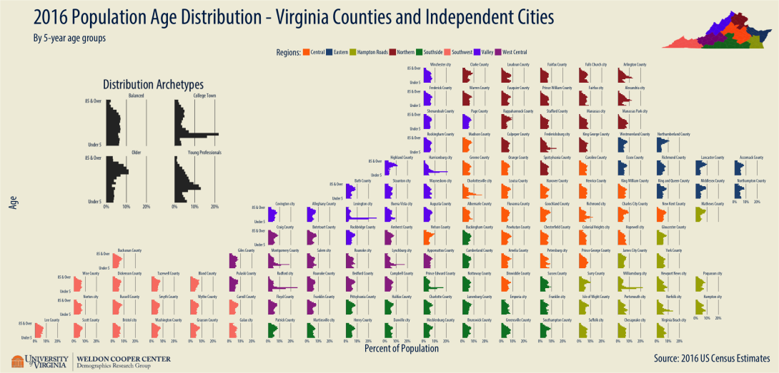 Population age distribution Virginia